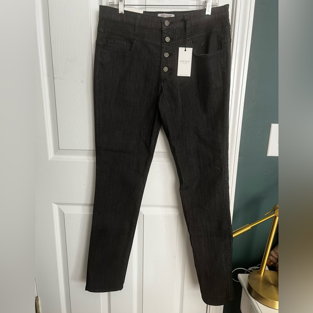 NWT Judy Blue Black Button Fly High Waist Skinny Jeans SZ 15/32